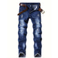 Herrejeans i rett passform med slitt look