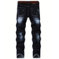 Herrejeans i rett passform med slitt look