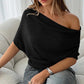 ⏳50 % rabatt i en begrenset periode⏰Asymmetrisk topp med avskårne skuldre og flaggermusermer for damer👚