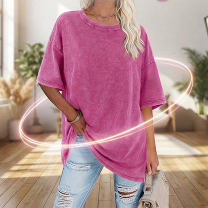 Oversized T-skjorte i vasket vintage-stil for damer