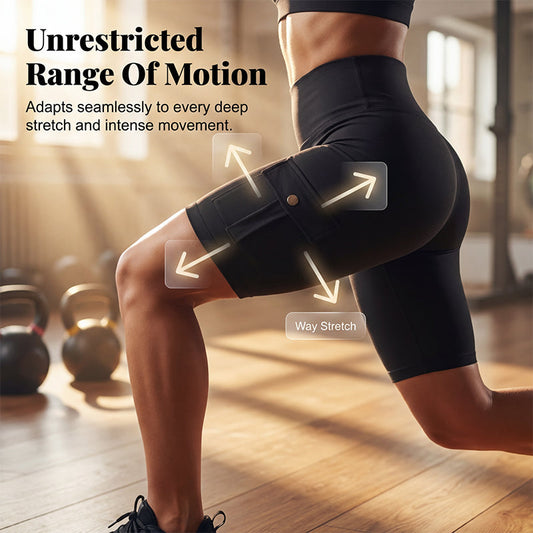 🥳2026 TOPPSALG🥳💞Over 50 000 solgt!💥🧘‍♀️🍑 50 % RABATT! Shorts med høy midje som løfter baken – 4-veis stretch, tåler knebøy. Lommer til telefon og nøkler. Mild mageformende effekt, komfort hele dagen. Din beste treningspartner. 🩳✨