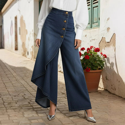 ⏳50 % rabatt i en begrenset periode⏰Asymmetrisk denimskjørt med kryss👖👗