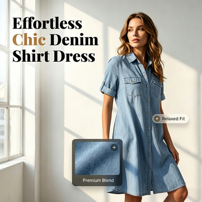 🔥 Tidsbegrenset tilbud – Opptil 60 % rabatt🔥Casual skjortekjole i denim for damer