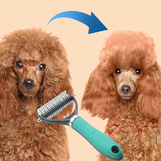 🐾✨🐶 SPESIALTILBUD – 50 % RABATT!💐 Dobbeltsidig pelsbørste for hunder og katter – 2 sider, ergonomisk håndtak og enkel å rengjøre (oransje/grønn)