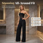 Jumpsuit med én skulder, mesh-innsatser og vide ben