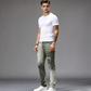 Slim-fit-jeans med slitasjeeffekt i fargegradient for menn