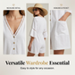 Sommerjumpsuit for damer med V-hals og klokkeformede ermer