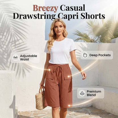 （S-4XL）Casual capri-shorts med snøring for damer
