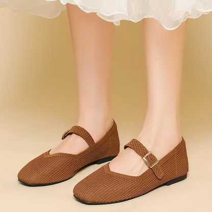 👞 BEGRENSET TILBUD: 50 % RABATT! ✨ Pustende ballerinasko med firkantet tå – strikket, lette og komfortable 👣