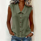 Damebluse med V-hals og knapper