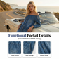 👖 50 % RABATT NÅ!🌸 Denimjumpsuit uten skulderstropper med vide ben – Avslappet stil, luftig passform og perfekt til sommer og ferie