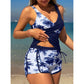 🌴 50 % RABATT NÅ!🌺 Tankini- og shortsett med høy midje og tropisk mønster – Flatterende passform og elegant resort-stil 👙