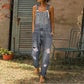 🎁 Casual jumpsuit i slitt denim for damer, avslappet heldrakt med trendy slitte detaljer for hverdagsstil
