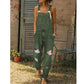 🎁 Casual jumpsuit i slitt denim for damer, avslappet heldrakt med trendy slitte detaljer for hverdagsstil