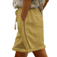 Casual shorts med snøring og blonder for kvinner