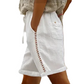 Casual shorts med snøring og blonder for kvinner