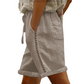 Casual shorts med snøring og blonder for kvinner