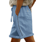 Casual shorts med snøring og blonder for kvinner