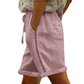 Casual shorts med snøring og blonder for kvinner