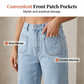 Jeans med vid benvidde og volanger nederst for damer