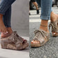 Peep-toe-sandaler med kilehæl for damer