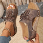 Peep-toe-sandaler med kilehæl for damer