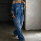 Løs Overall Jumpsuit med Vide Ben og Lommer