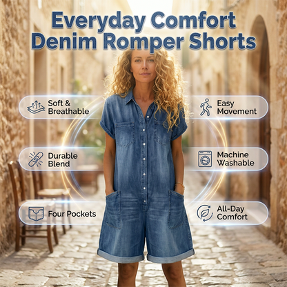 💥✨Tidsbegrenset spesialtilbud med 55 % rabatt – Korte, uformelle denim-overalls for damer