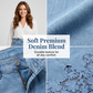 Bodycon-skjørt i denim for damer med blonderkant