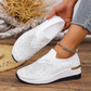 Dame Slip-On Sneakers med Rhinstein Sommerfuglmotiv