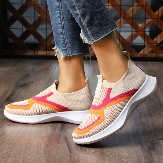 Pustevennlige strikkede slip-on-joggesko for kvinner