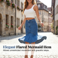👗👖 Elegant denimskjørt med høy midje og fiskehale-kant