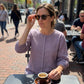 Brodert bluse i bomull og lin for damer