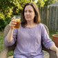 Brodert bluse i bomull og lin for damer