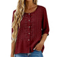 Brodert bluse i bomull og lin for damer