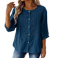 Brodert bluse i bomull og lin for damer