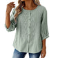 Brodert bluse i bomull og lin for damer