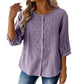 Brodert bluse i bomull og lin for damer