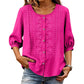 Brodert bluse i bomull og lin for damer