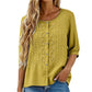Brodert bluse i bomull og lin for damer