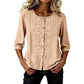 Brodert bluse i bomull og lin for damer