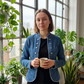 🔥 49 % rabatt – kun i dag 💙 Denimblazer med smal passform og stående krage