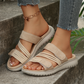 Flate sandaler med flere stropper for damer