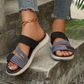Flate sandaler med flere stropper for damer