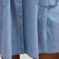 Dame Casual Løs Denimkjole med Lommer