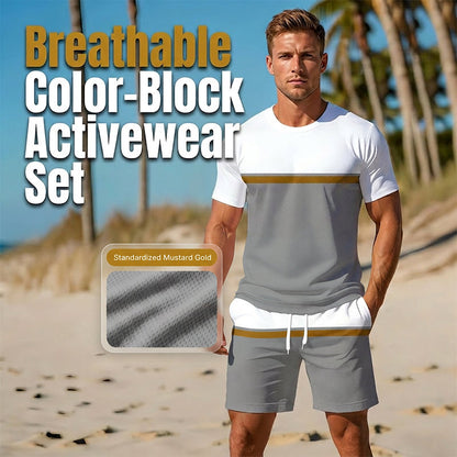 🏃 BEGRENSET TILBUD: 50 % RABATT! ✨ Sportsett for menn med fargeblokker – pustende, mikromesh, ergonomisk ☀️
