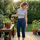 Capri-jeans med høy midje og utvidet ben for damer
