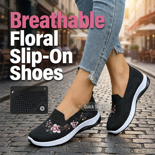 👟🌸 Slip-on-sko med blomstermønster i mesh
