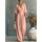👗✨Uanstrengt eleganse – Jumpsuit for damer med V-hals, høy midje og vid ben💫