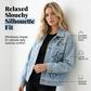 Løs blomstret denimjakke med blonder og lappeteppe for damer